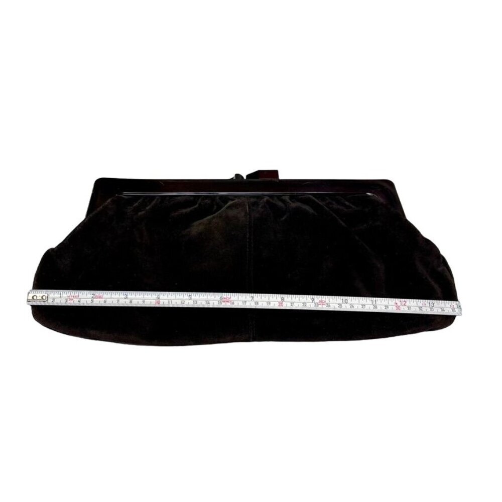 Hutzler's Baltimore Black Suede Clutch Purse with Bakelite Frame Made in Italy - Picture 8 of 10